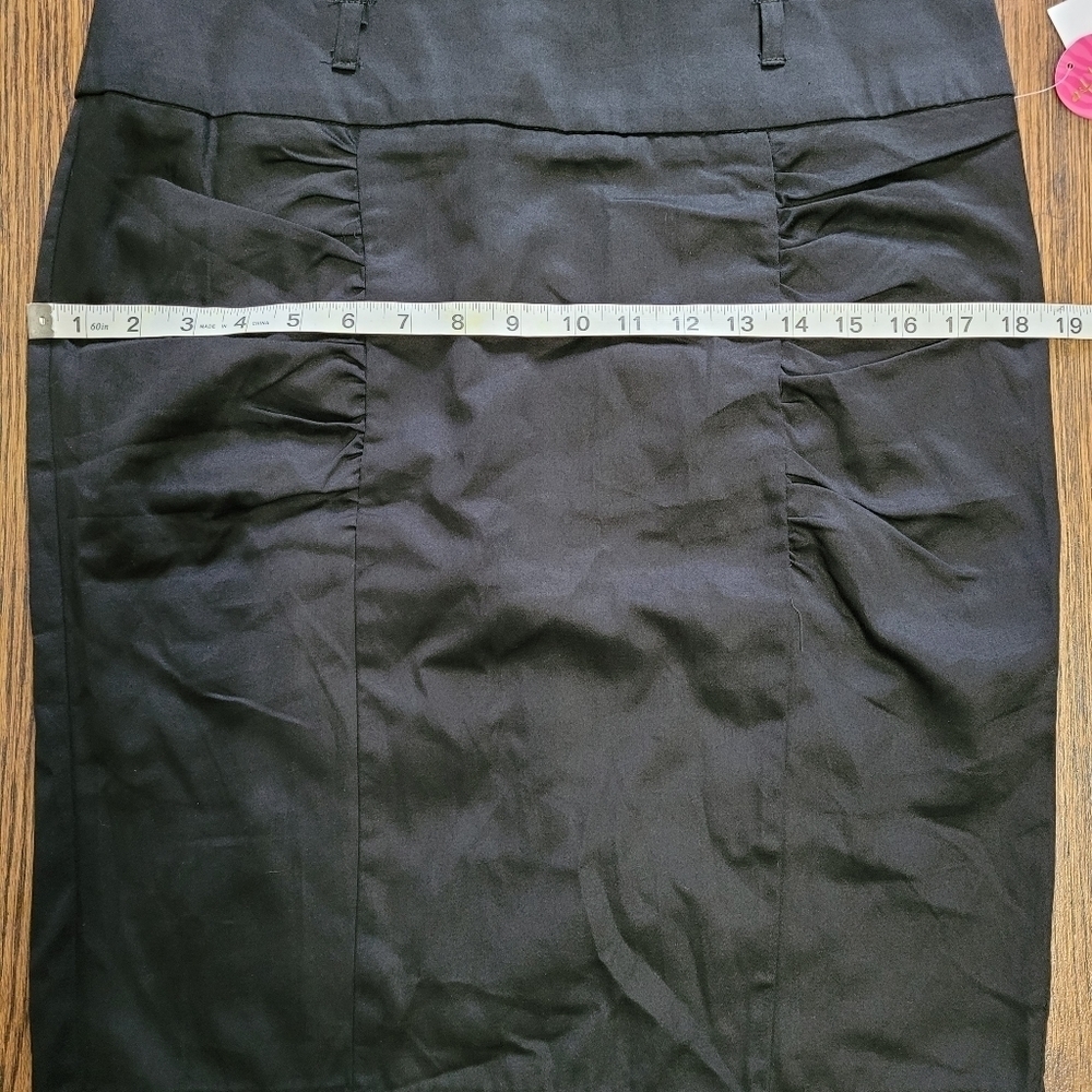 Heart Soul Black Ruched Front Pencil Skirt Size Junior's 9 NEW with Tags - Picture 6 of 8